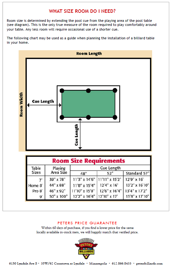 Pool Table Dimensions What size pool tables.